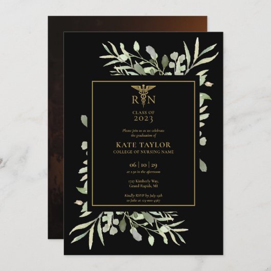 RN Verhardend Afstuderen Fotovulage zwart-wit en g Kaart (Voorkant / Achterkant)