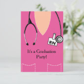 RN-verpleegkundige afstudeeruitnodiging scrubtop # Kaart (Staand voorkant)