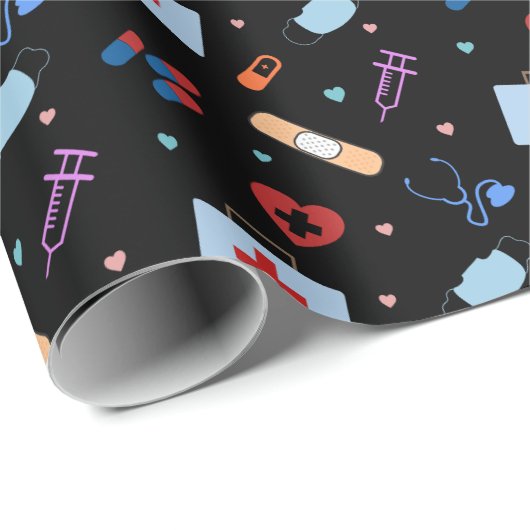 RN Verpleegkundige Student | Arts Medisch Patroon Cadeaupapier (Rol Hoek)