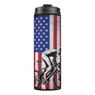 Road Biking Fietsen 4th of July Amerikaanse vlag Thermosbeker