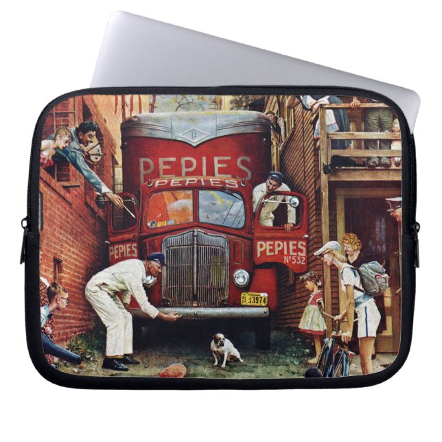 Road Block by Norman Rockwell Laptop Sleeve (Voorkant)