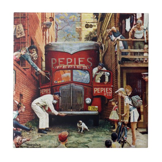 Road Block by Norman Rockwell Tegeltje (Voorkant)