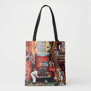 Road Block by Norman Rockwell Tote Bag