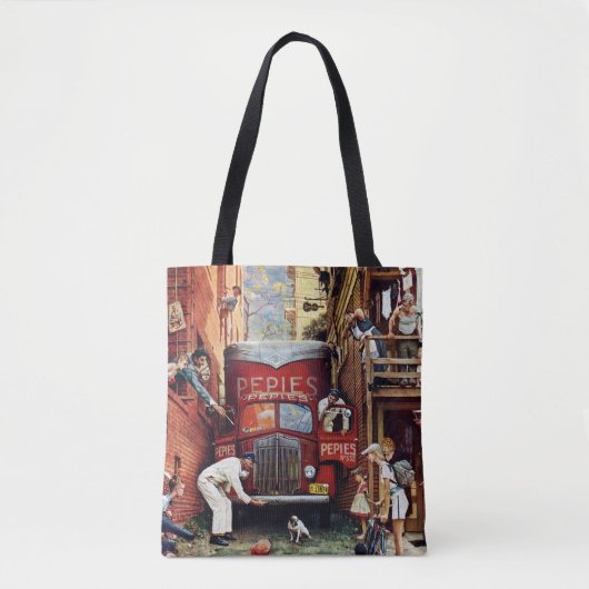 Road Block by Norman Rockwell Tote Bag (Voorkant)