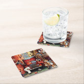 Road Block by Norman Rockwell Vierkante Kartonnen Onderzetter (Insitu)