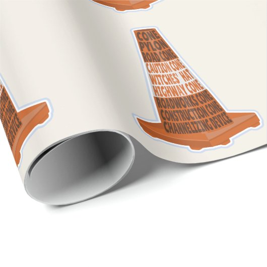 Road Cone Oranje Taraffic kegel Cadeaupapier (Rol Hoek)