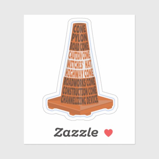Road Cone Oranje Taraffic kegel Sticker (Vel)