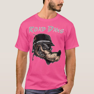 Road Dog Motorfiets Wolf Comic Biker Helm C T-shirt