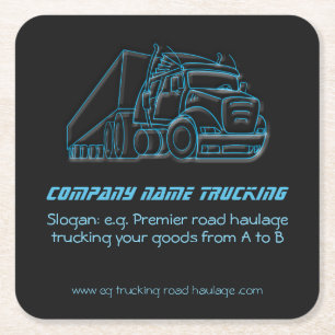 Road Haulage Semi-Truck Blue logo Vierkante Kartonnen Onderzetter