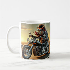 Road Hog Motorcycle Mug | Biker Pig Riding Chopper Koffiemok