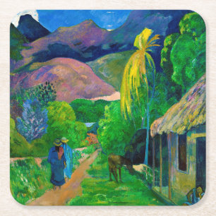 Road in Tahiti, Gauguin Vierkante Kartonnen Onderzetter
