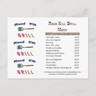Road Kill Grill Briefkaart