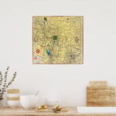Road map Idaho, Mont, Wyo map Poster (Keuken)