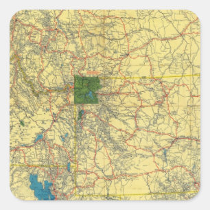 Road map Idaho, Mont, Wyo map Vierkante Sticker