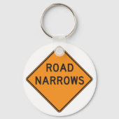 Road Narrows Road Sign Sleutelhanger (Achterkant)