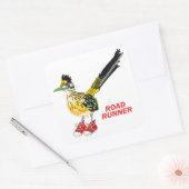 Road Runner in Red Sneakers Vierkante Sticker (Envelop)