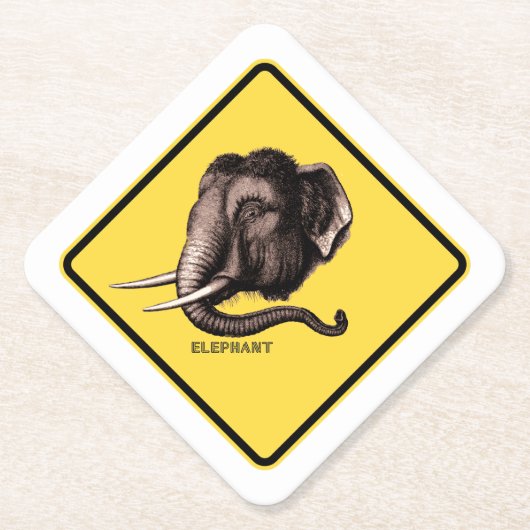 ROAD SIGN ELEPHANT KARTONNEN ONDERZETTERS (Voorkant)