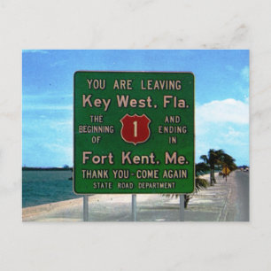 Road Sign Leaving Key West, Florida  Briefkaart