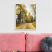 Road through the Fallen Aspen Leaves Canvas Afdruk (Insitu (Woonkamer))