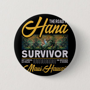 Road To Hana Overlever Kromme Palm Maui Hawaii Haw Ronde Button 5,7 Cm