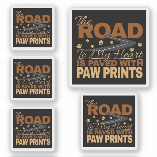 Road to My Heart Paved in Paw Prints Hondenliefheb Sticker (Voorkant)