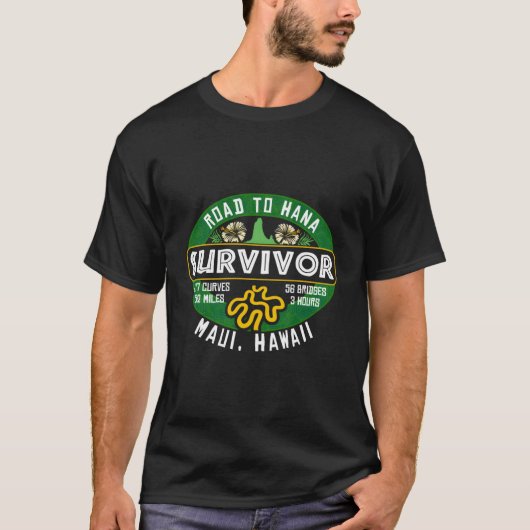 Road tot Hana Survivor Curvy Palm Maui Hawaii Love T-shirt (Voorkant)