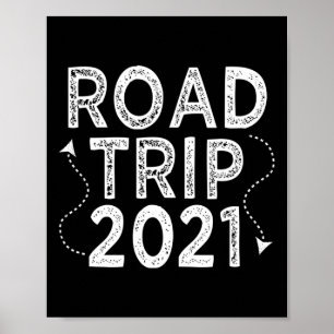 Road Trip 2021 Familie Vakantie Uitrusting Poster