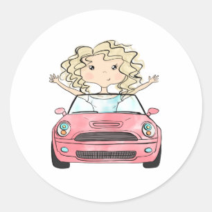 Road Trip Illustratie Ronde Sticker