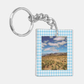 Road Trip Photos Baby Blue Gingham Sleutelhanger (Voorkant Links)