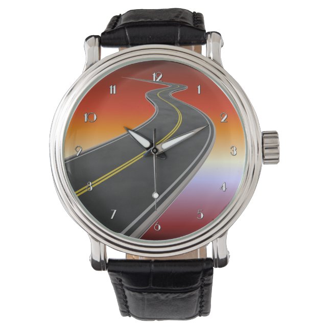 Road Trip Sunset Highway Wrist Watch Horloge (Voorkant)
