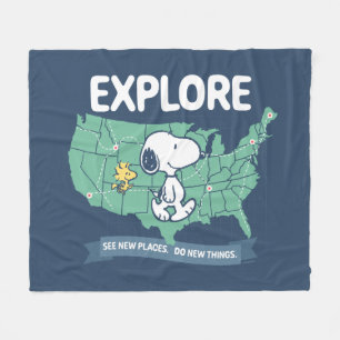 road trippin Peanuts Explore Fleece Deken