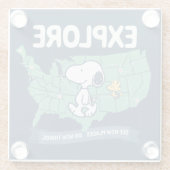 road trippin | Peanuts Explore Glazen Onderzetter (Achterkant)