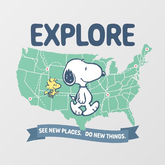 road trippin | Peanuts Explore Raamsticker (Vel)