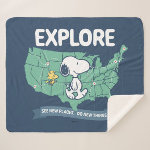 road trippin Peanuts Explore Sherpa Deken