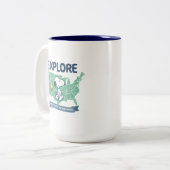 road trippin | Peanuts Explore Tweekleurige Koffiemok (Voorkant links)