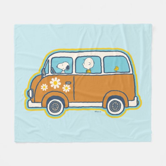 road trippin | Peanuts Road Trip Van Fleece Deken (Voorkant (Horizontaal))