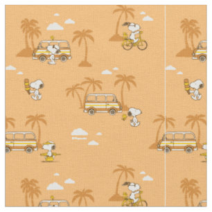 Road Trippin Peanuts Snoopy Strand Patroon Stof