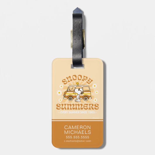 road trippin | Pinda's Snoopy Summers Bagagelabel (Achterkant verticaal)