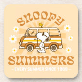 road trippin | Pinda's Snoopy Summers Bier Onderzetter (Voorkant)