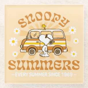 road trippin Pinda's Snoopy Summers Glazen Onderzetter