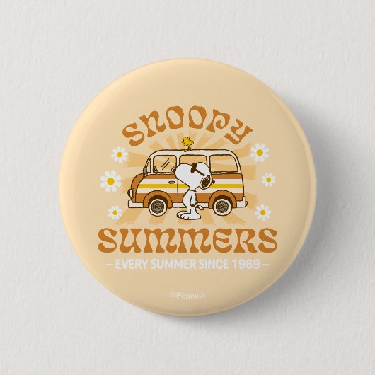 road trippin | Pinda's Snoopy Summers Ronde Button 5,7 Cm (Voorkant)