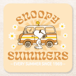road trippin Pinda's Snoopy Summers Vierkante Kartonnen Onderzetter