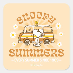 road trippin   Pinda's Snoopy Summers Vierkante Sticker