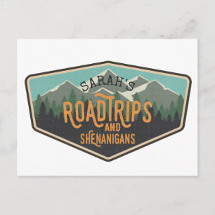 Road Trips & Shenanigans gepersonaliseerd Briefkaa Briefkaart