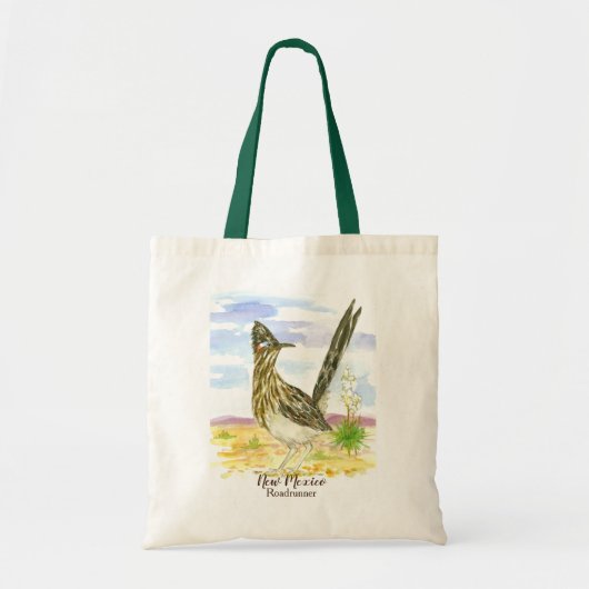 Roadrunner Desert Bird Yucca Flower Personalized Tote Bag (Voorkant)