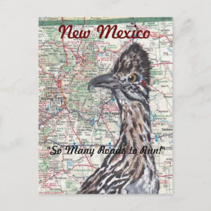 Roadrunner on Map Nouveau Mexique Carte Postale -