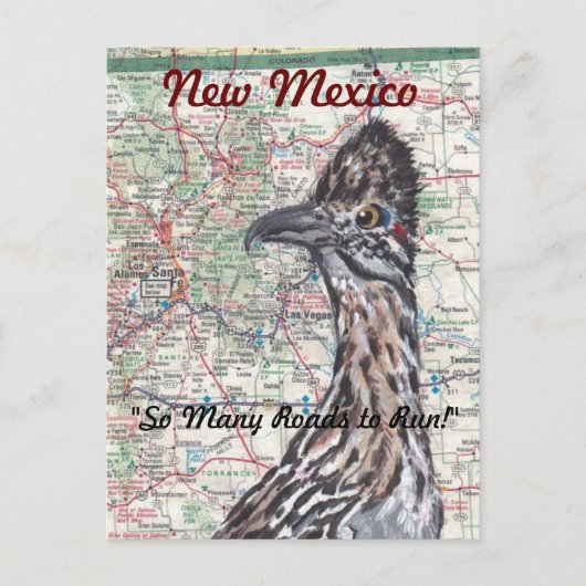 Roadrunner on Map Nouveau Mexique Carte Postale -  (Devant)