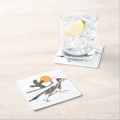 Roadrunner scène vierkante kartonnen onderzetter (Insitu)