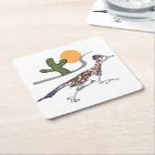 Roadrunner scène vierkante kartonnen onderzetter (Schuin)