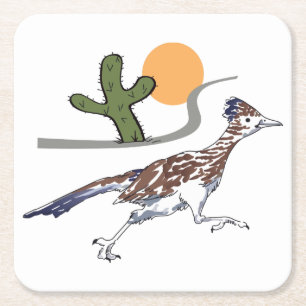 Roadrunner scène vierkante kartonnen onderzetter